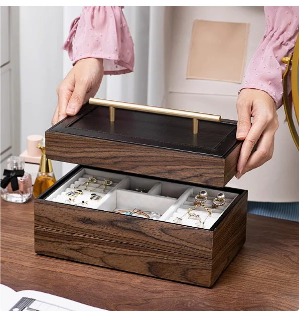 Title 1, Premium Walnut Solid Wood Storage Box Jewelry B...