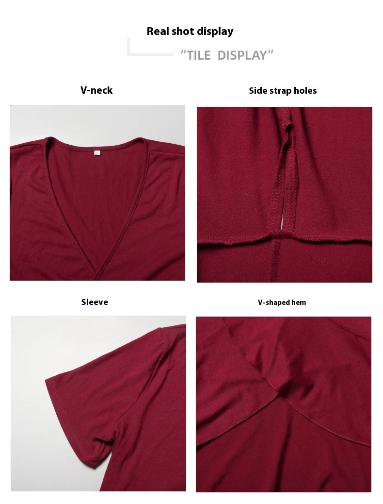 Title 37, Solid color long short sleeve V-neck high waist...