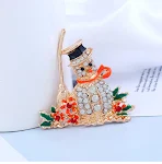 Broche de Natal dourado de alta qualidade com boneco de neve, um pin criativo para enfeitar e presentear com elegância. — foto 1
