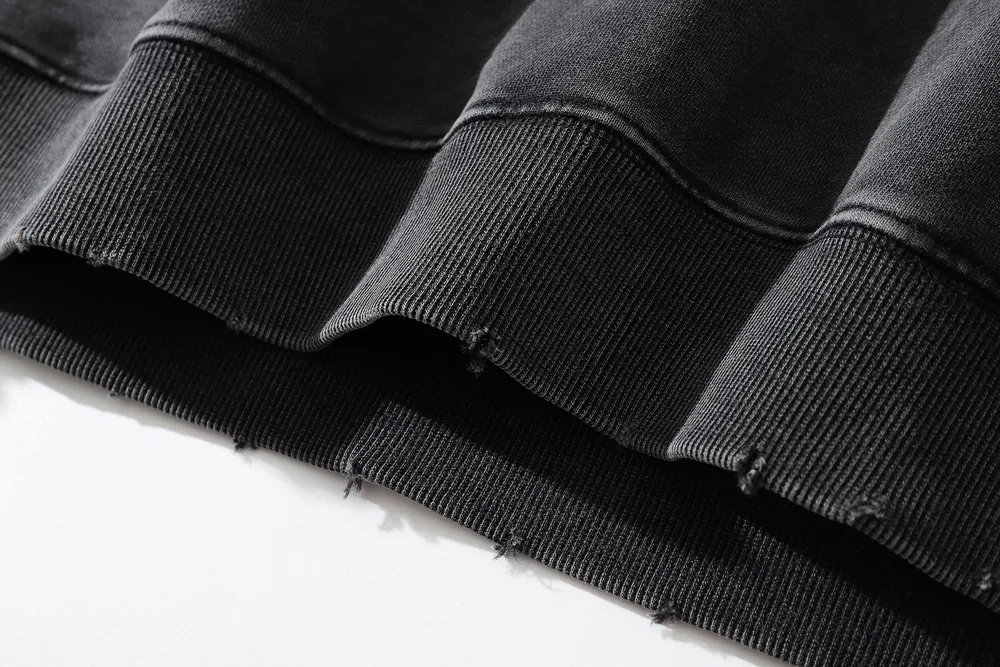 Moletom com capuz estampado masculino, estilo street hip-hop casual desgastado, perfeito para um visual urbano e confortável. — foto 15