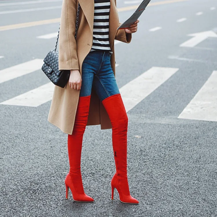 Title 8, Womens Over Knee High Heel Pointed Toe Vintage...