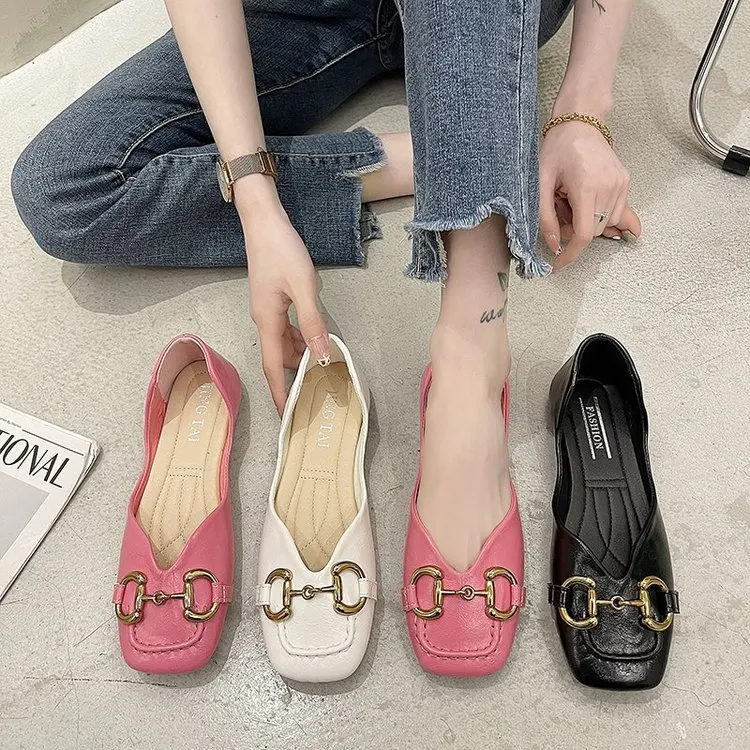 Title 5, Horsebit Thick Heel Shoes for Women, Spring and...