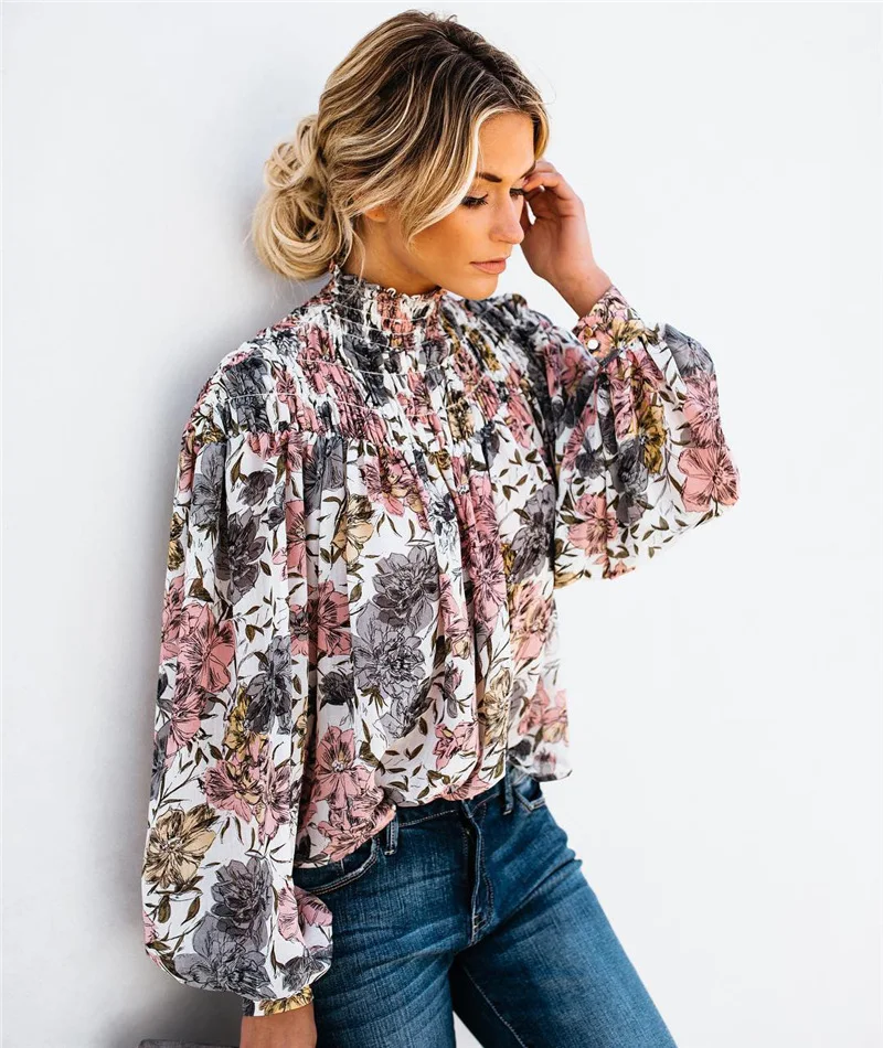 Title 9, Blusa camicia sexy con stampa, dolcevita e mani...