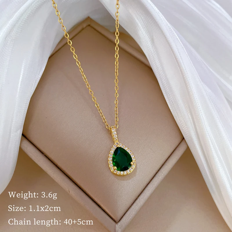 Conjunto de colar e brincos de aço titânio com micro-incrustações de becarrita em gota, beleza e glamour — foto 3
