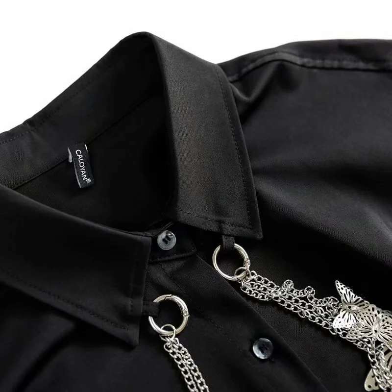 Retro Slant Placket Long Sleeve Shirt Men's Design Stylish and Comfortable Perfect for Everyday Wear or Special Occasion — photo 5