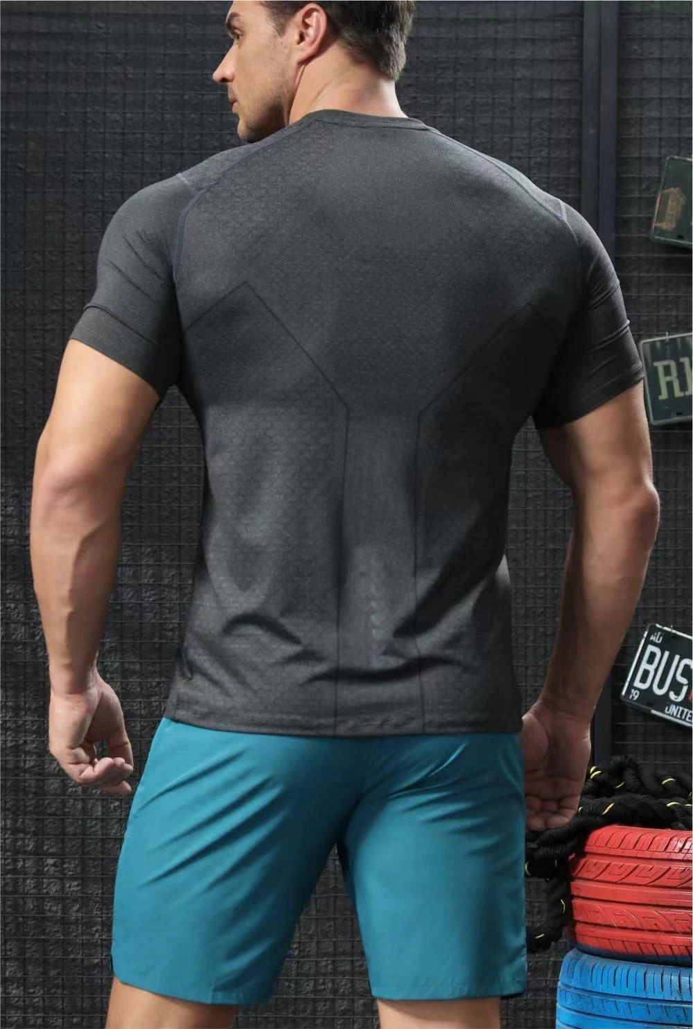 Sport T-shirt Heren Stretch Sneldrogend Hardloop Pak Workout Kleding Top Ideaal voor Hardlopen & Trainen, Comfort & Prestaties. — foto 7