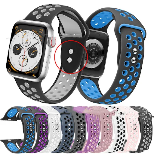 Title 4, Two-tone double nail round hole silicone strap,...