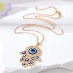 Colar Olho Grego Estilo Étnico Vintage, Mão de Fátima Vazada, Pingente Olhos Azuis Turcos, Proteção — foto 11