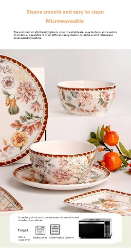 Title 14, Retro Ceramic Plate for Western Food, Steak, La...