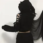 Suéter corto mujer Ins encaje oscuro sin tirantes orejeras de gato Top suelto — foto 3