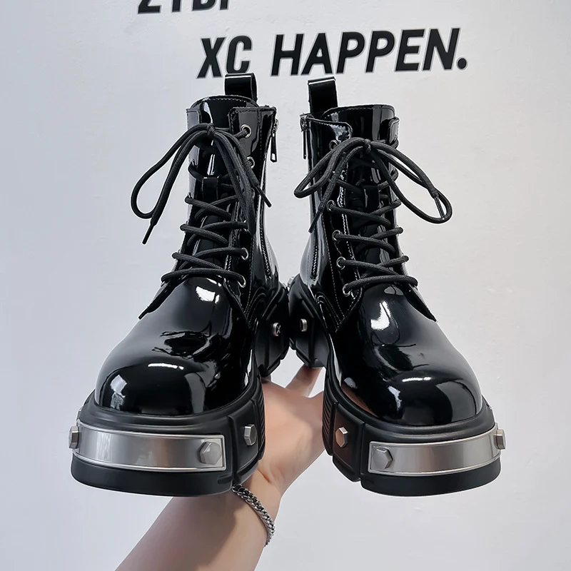New Men's Chunky Heel Platform Round Head Lace-up Martin Boots offer comfort and style. Perfect for a modern look and al — photo 18