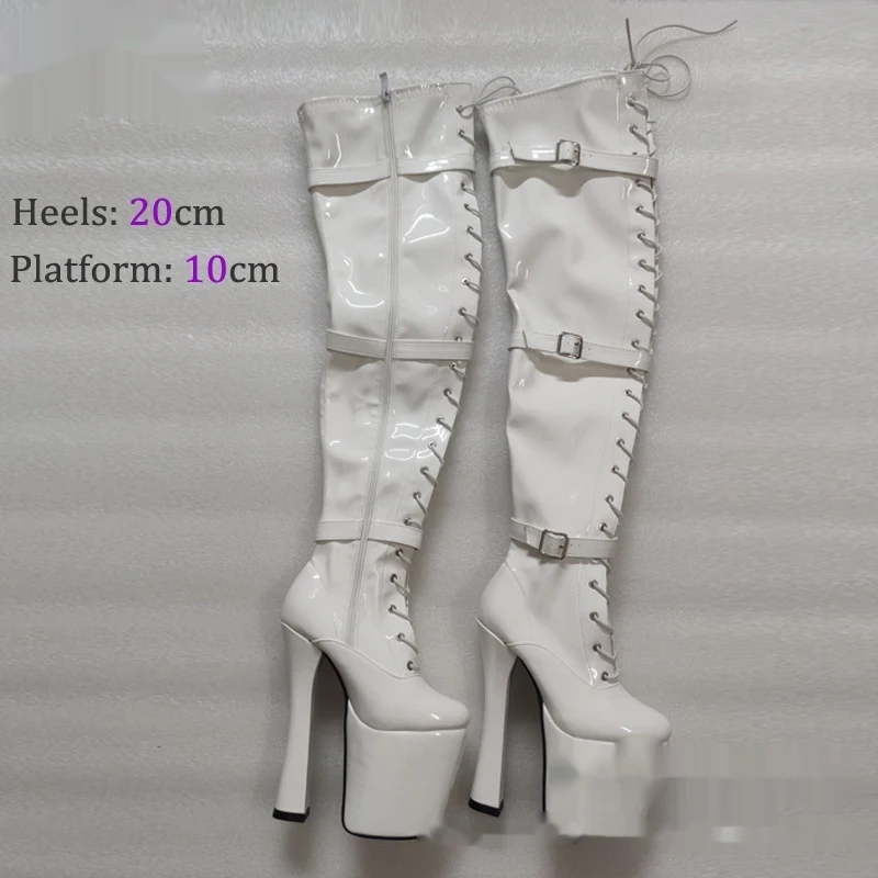 20CM Plateau Over-the-knee laarzen met ultralange hak. Maak een statement met deze opvallende en trendy laarzen! — foto 8