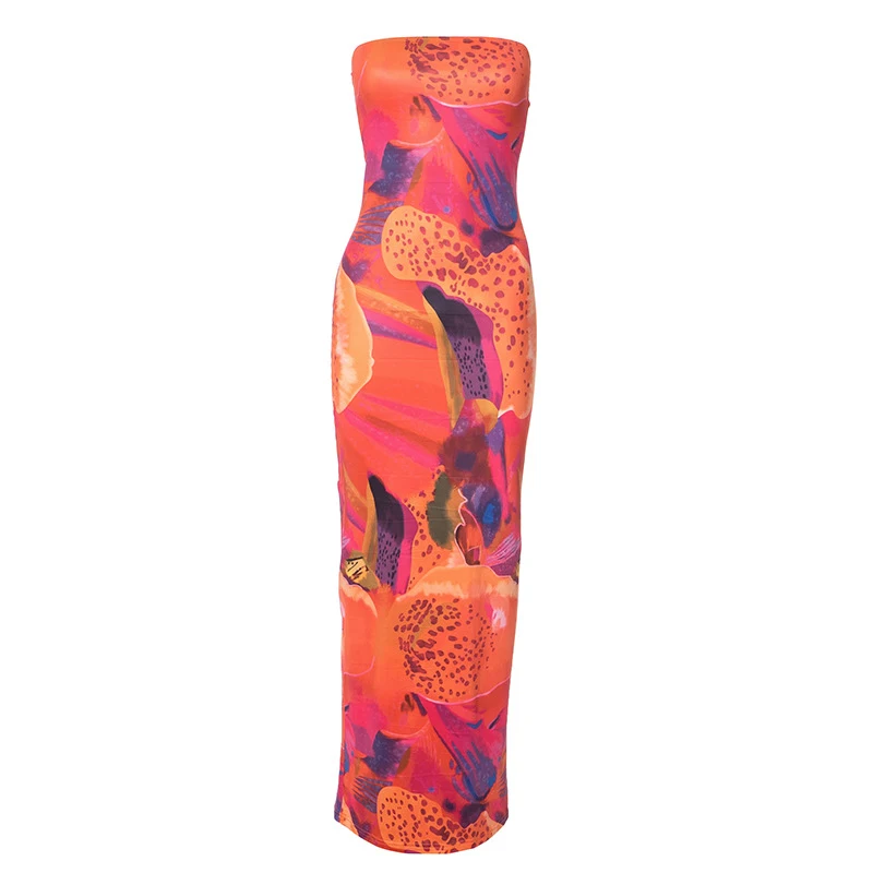 Elegant Printed Sleeveless Tight High Waist Long Dress — photo 18