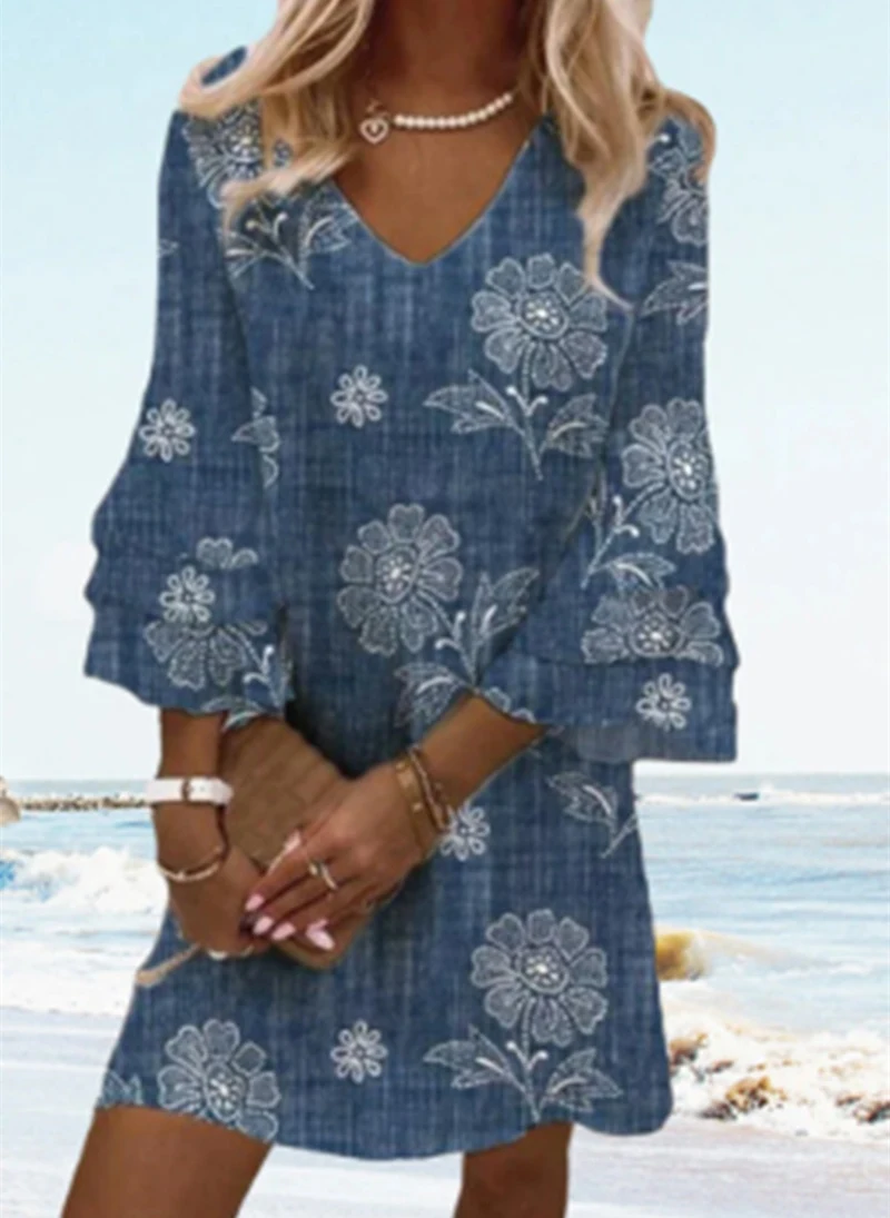 Women's Temperament Printed Short Sleeve Dresses offer a stylish and comfortable fit, perfect for everyday wear and spec — photo 5