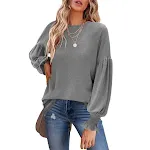 T-shirt lunga europea e americana da donna con maniche a lanterna pieghettate autunno e inverno — foto 6