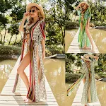 Saia de biquíni com cobertura estilo robe Férias Proteção solar leve e elegante para praia piscina e resort Conforto e estilo — foto 2