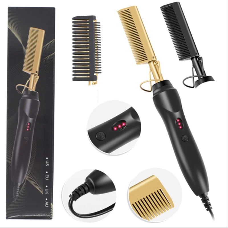 Title 5, Electric Straight Hair Curling Comb Dry Wet Dua...