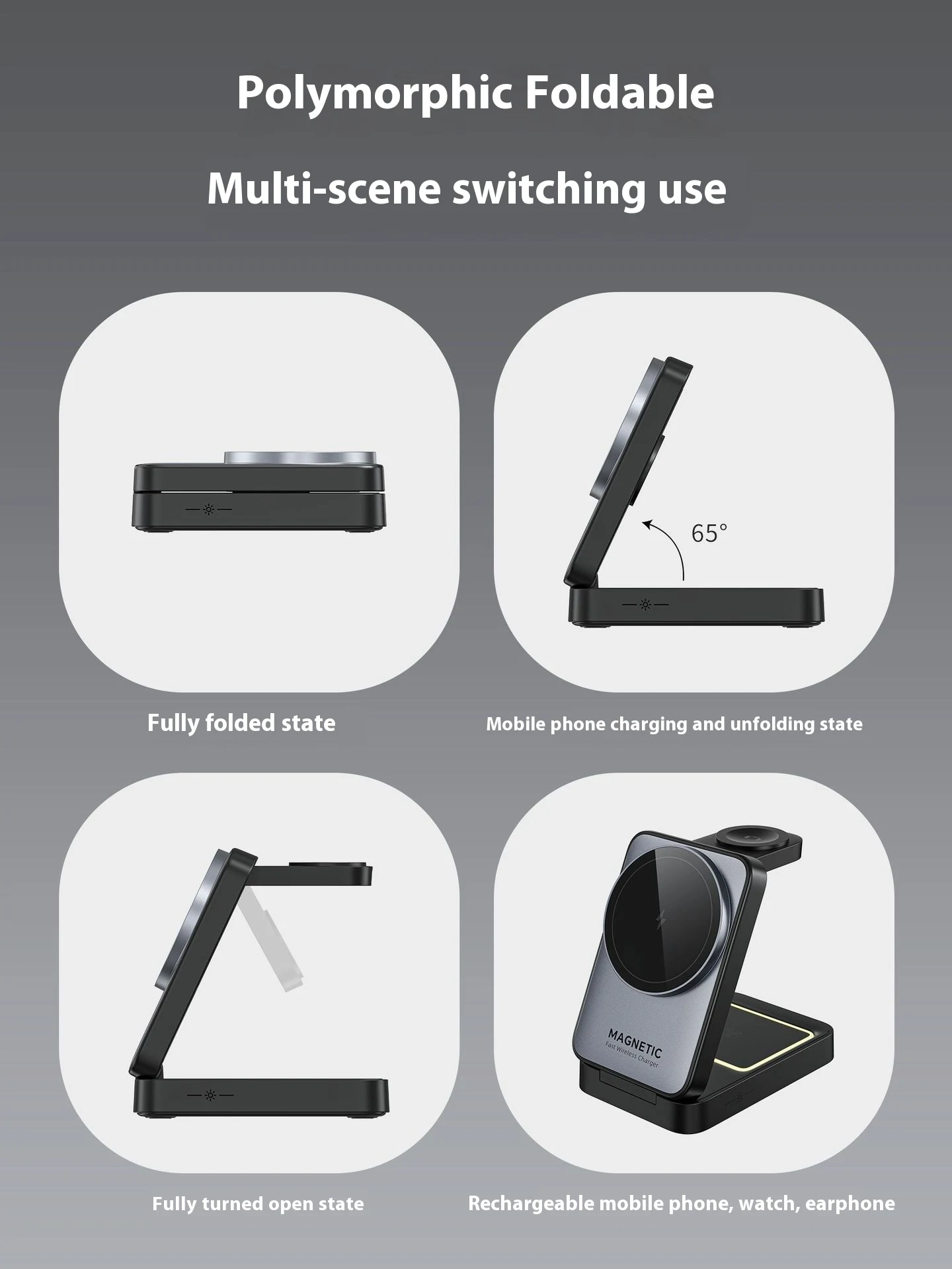 Title 9, Folding Magnetic Three-in-one Wireless Charger ...