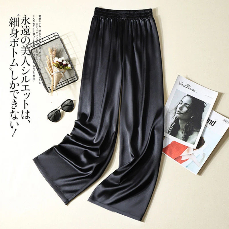 Title 5, Silky Light Luxury Texture Cropped Wide-leg Pan...