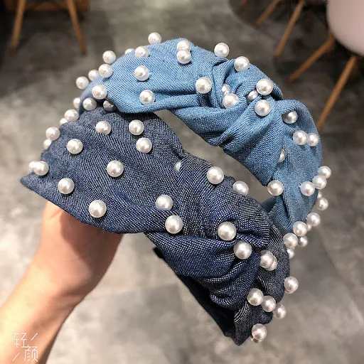 Title 5, Pearl Style Headband Fashionable Middle Knotted...