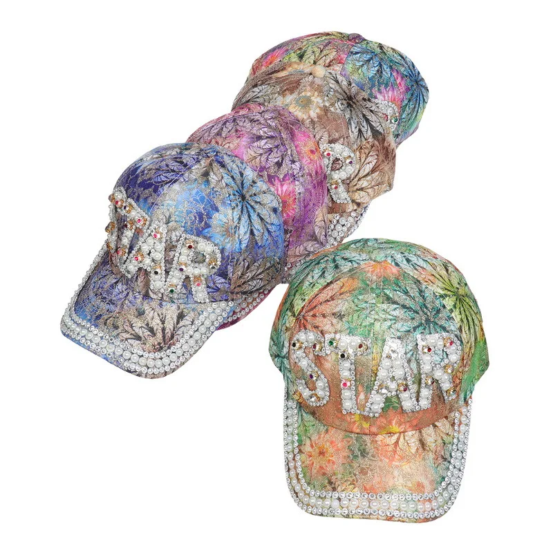 Title 24, Sequined Diamond Baseball Cap with Letter Desig...