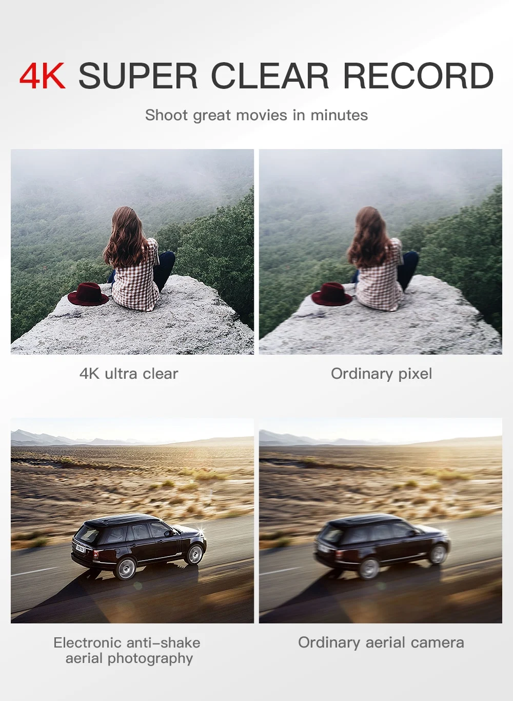 Title 16, Drone pieghevole per foto e video aerei 4K. Com...