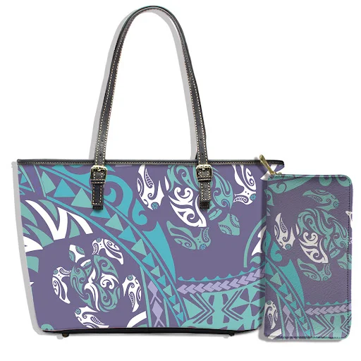 Title 6, Polynesian style turtle print shoulder bag clut...