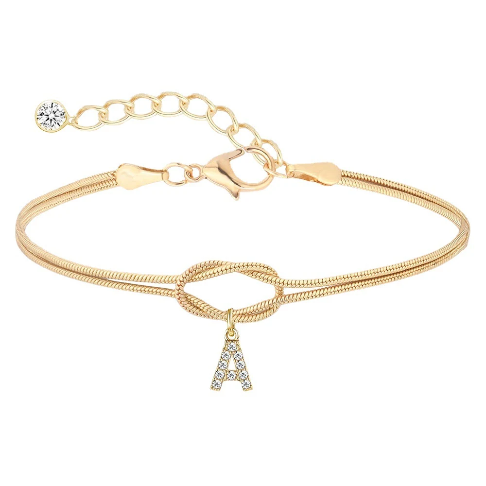 Pulseira de moda com letras de zircônia incrustadas em cobre, um acessório elegante para realçar seu estilo e personalidade. — foto 1