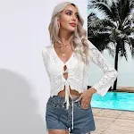 Drawstring hollow-out twisted wavy knitted blouse, a stylish and comfortable top, perfect for a modern look, offering bo — photo 15