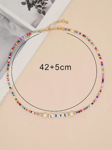 Title 4, Colar feminino com letras LOVE de contas colori...