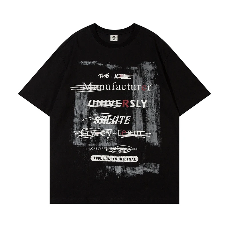 Men's Short-sleeved T-shirt With Painting Letters, a comfortable and stylish choice, perfect for a casual look and expre — photo 11