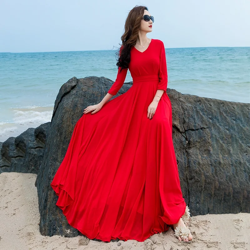 Title 2, Vestido Longo Long Beach com Roda Ampla