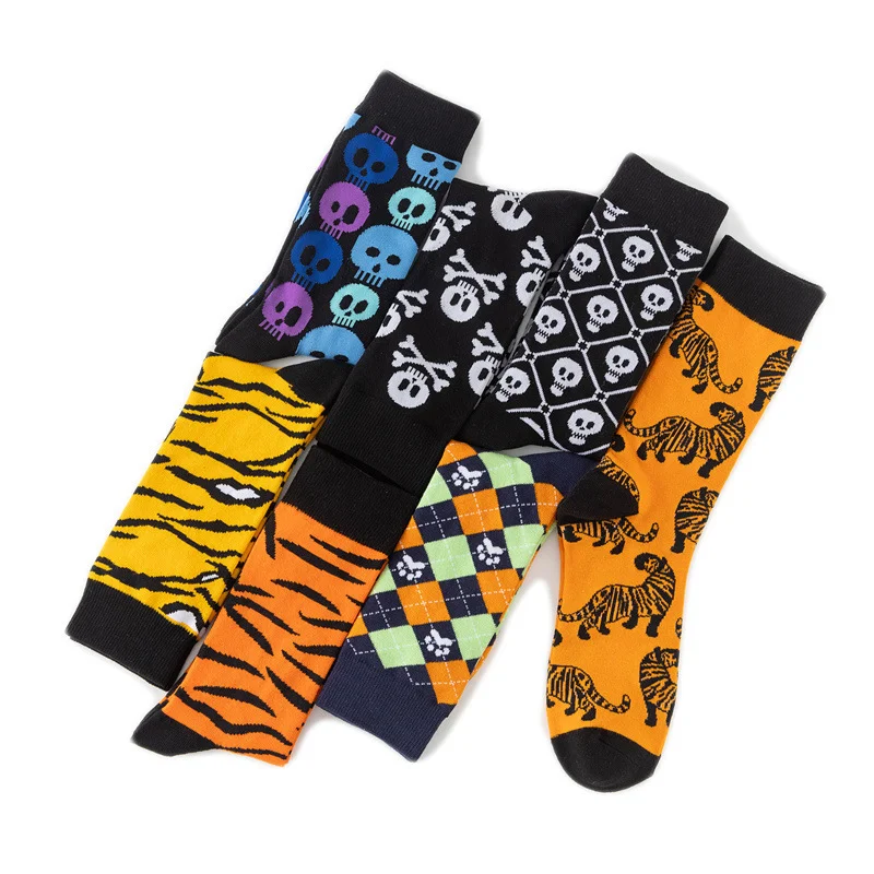 Animal Colorful Skull Print Cotton Middle Tube Socks — photo 23