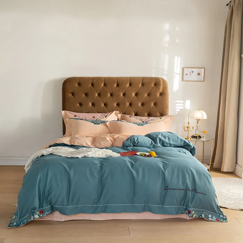 Title 4, Cotton Bed Linen Embroidered Quilt Cover Beddin...