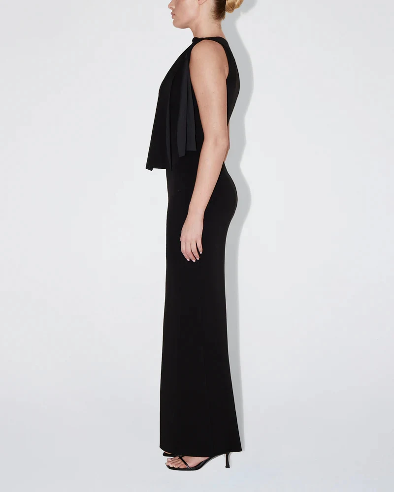 Title 2, Flat Shoulder Asymmetric Ribbon Dress, Slim-fit...
