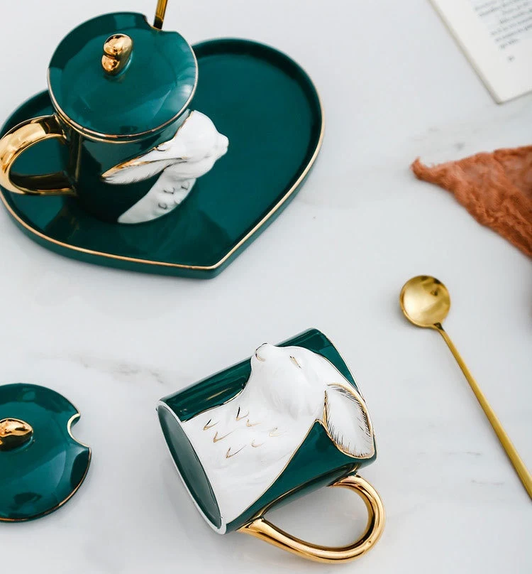 Title 3, Creative Couple Ceramic Cup Set Gift Box. A per...
