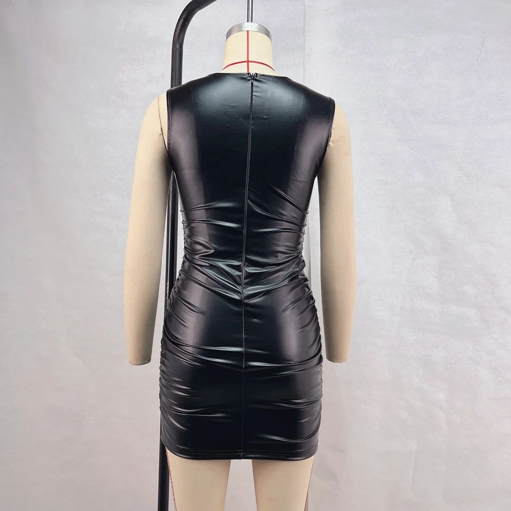 Title 11, Womens PU Leather Slim-fit Sheath Dress