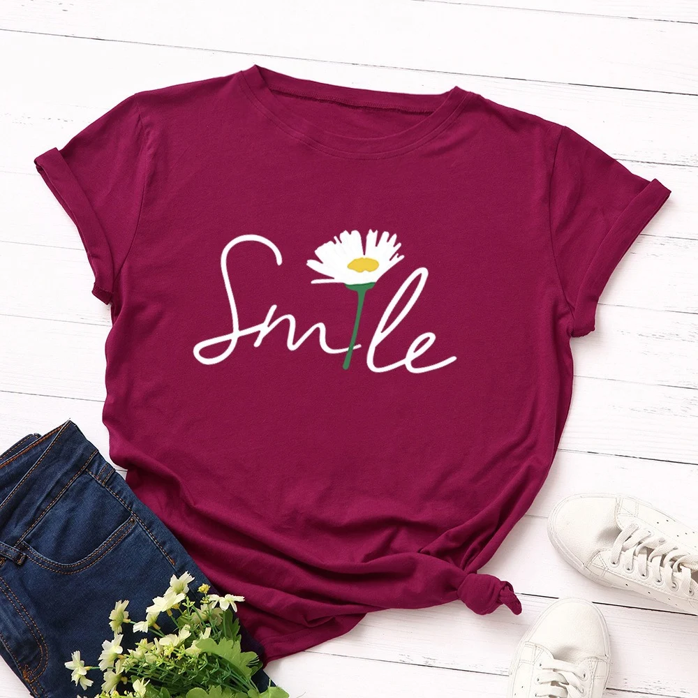Title 2, Creative Smile Printed T-shirt Short Sleeves