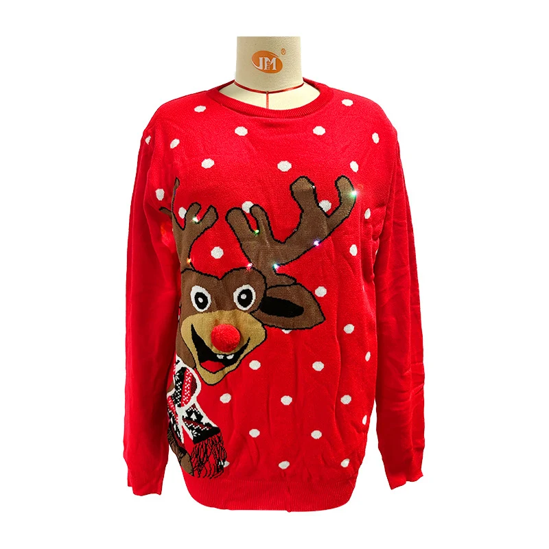 Title 1, Suéter de Natal de tricô solto vermelho com est...