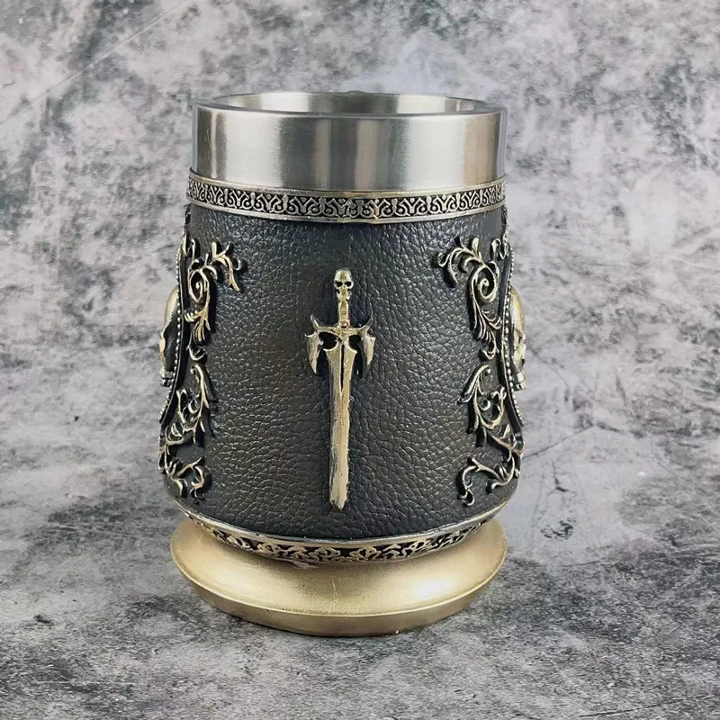 Title 5, Vintage Gold Skull Stainless Steel Large Capaci...