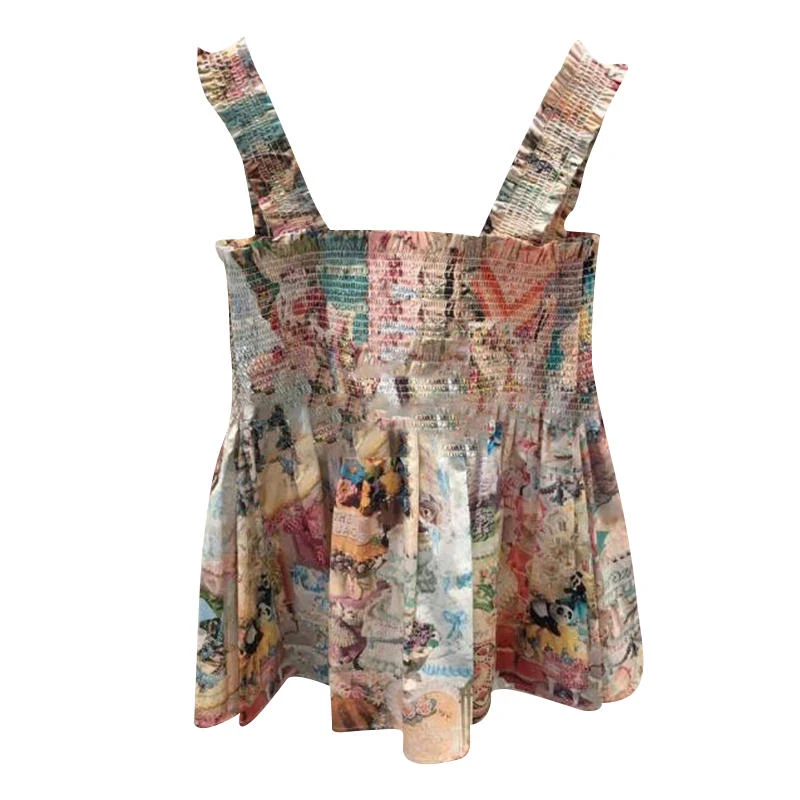 Title 2, Summer Fashion Printed High Waist Sling Dress