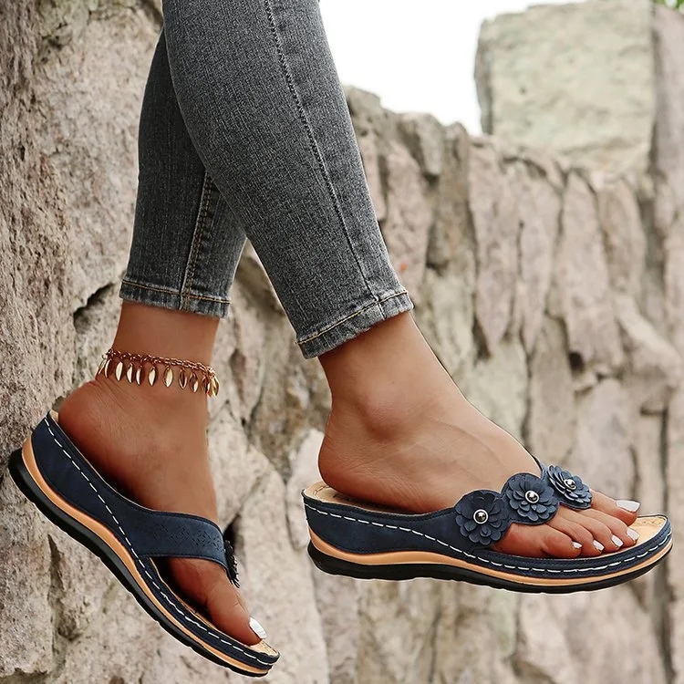 Women's Flower Sandals Retro Style Wedges Shoes Outdoor Beach Summer, comfortable and stylish, perfect for sunny days an — photo 5