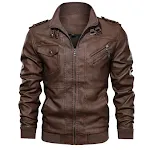 Men's PU leather plain jacket, hoodless design, offering comfort and a modern style, ideal for everyday wear and a versa — photo 1