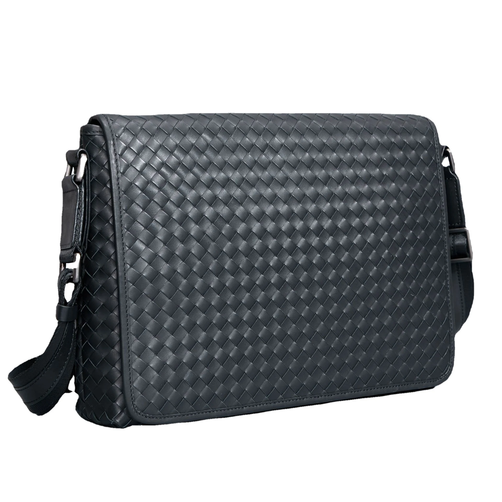 Title 5, Heren Business Casual Leren Geweven Messenger B...