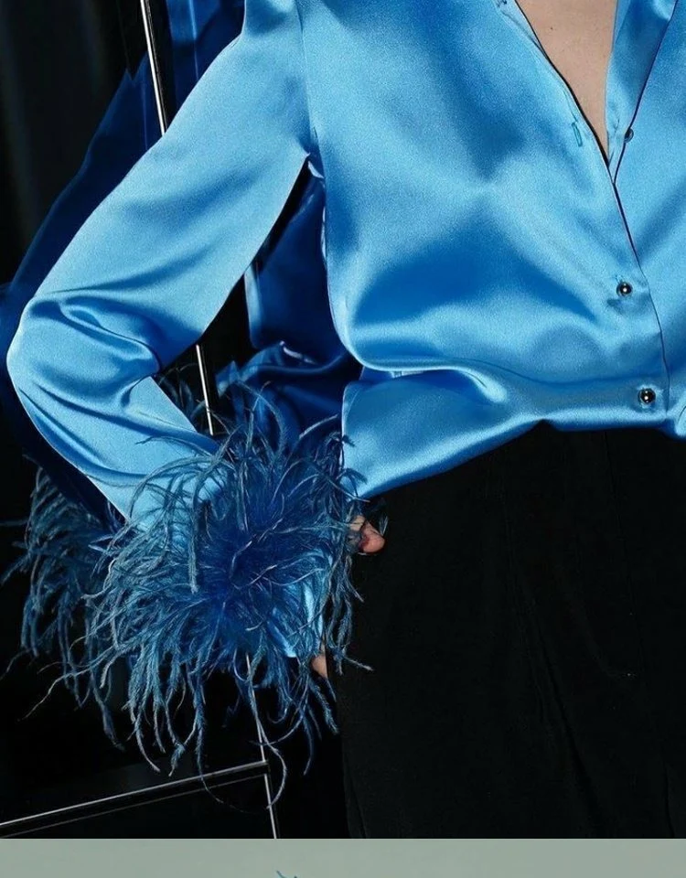Title 5, Vintage Lapel Ostrich Hair Luxury French Soft S...