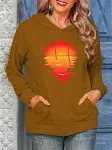 Sun Pattern Printing Hoodie com cordão suéteres roupas femininas — foto 15