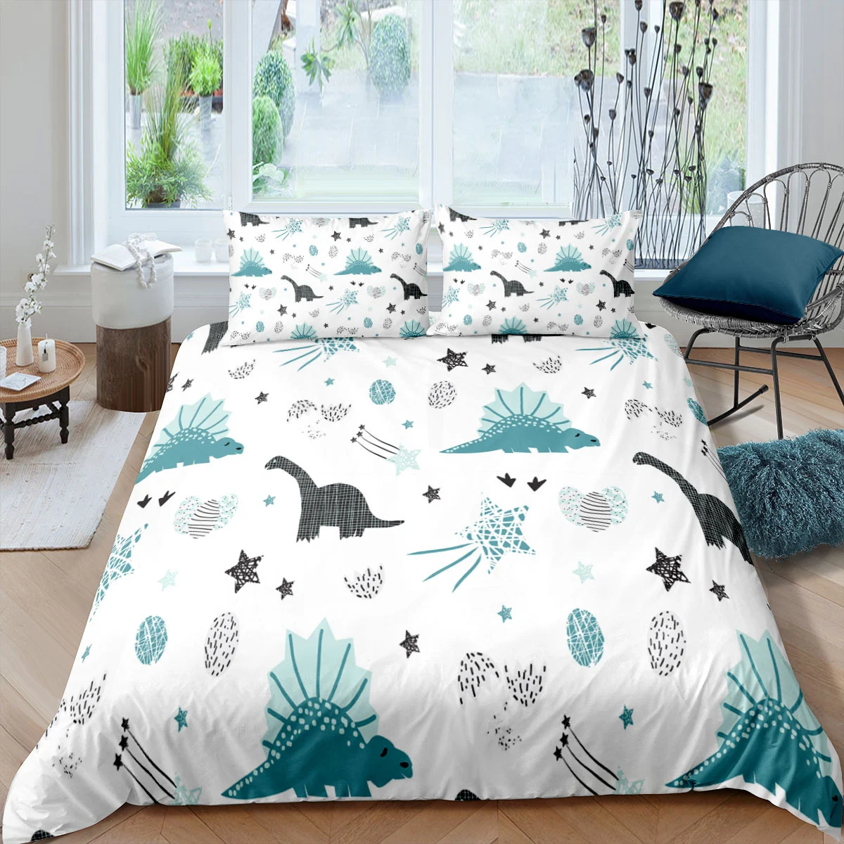Title 3, Boys Cartoon Dinosaur Family Bedding Set Twin F...
