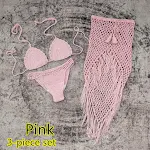 3-delige Europees en Amerikaans handgemaakt gehaakte bikini strandrok badpak set. Ideaal voor strand of zwembad, trendy look. — foto 28