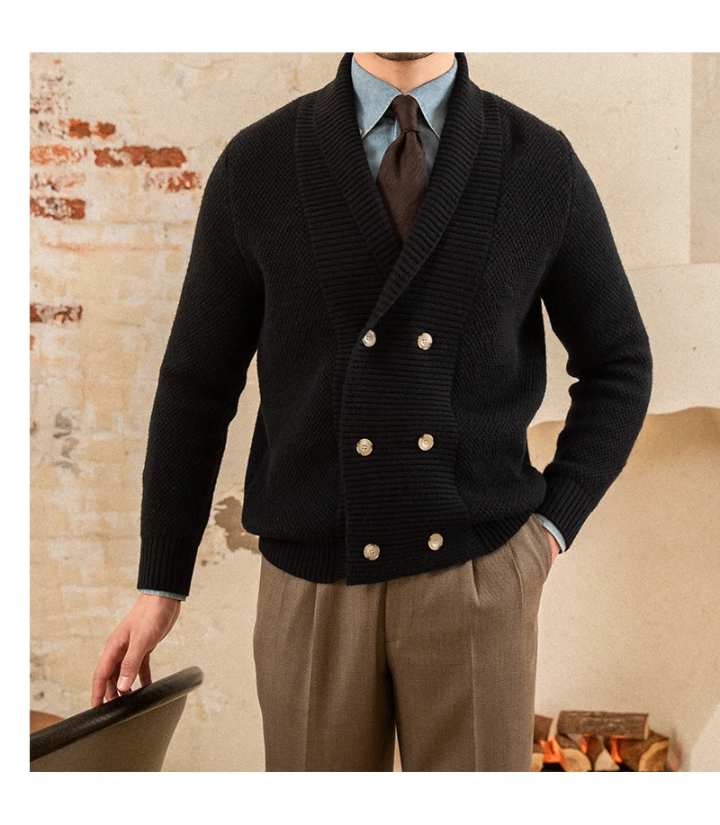 Fall Winter Men's Coat V-neck Sweater Trendy Simple, perfect for a stylish and comfortable look during the colder months — photo 3