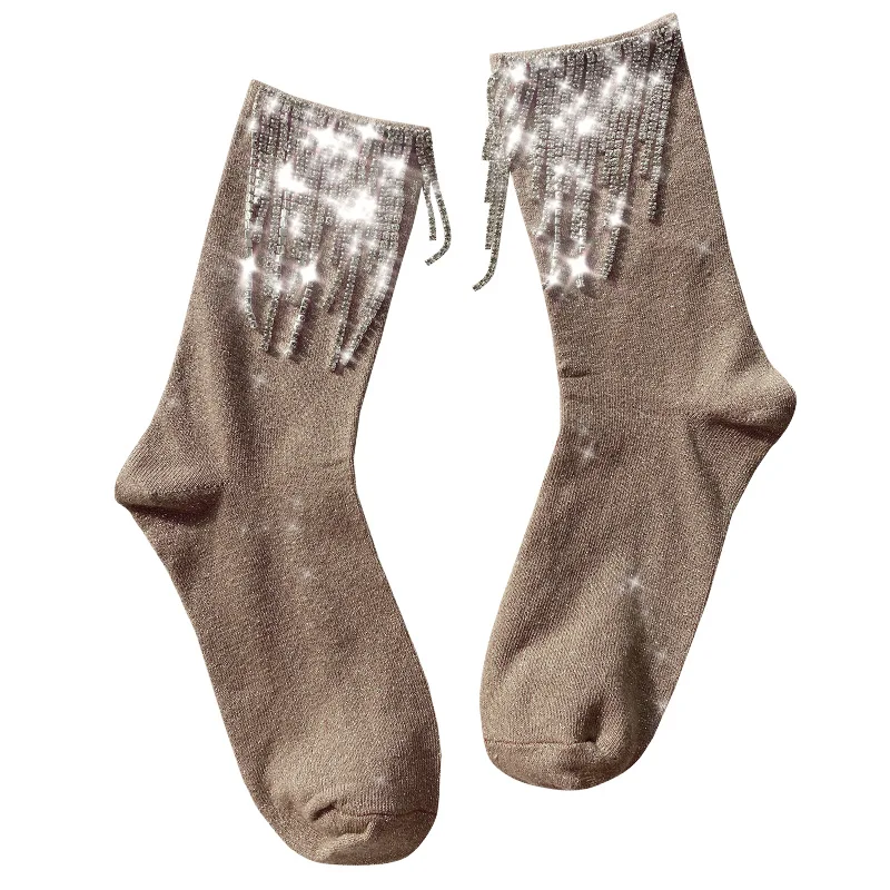 Title 2, Ladies Fashion Diamond Fringe Bootie Socks